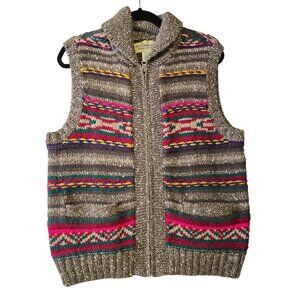 Denim & Supply Ralph Lauren Multicolor Southwest Knit Vest Front Pockets Medium